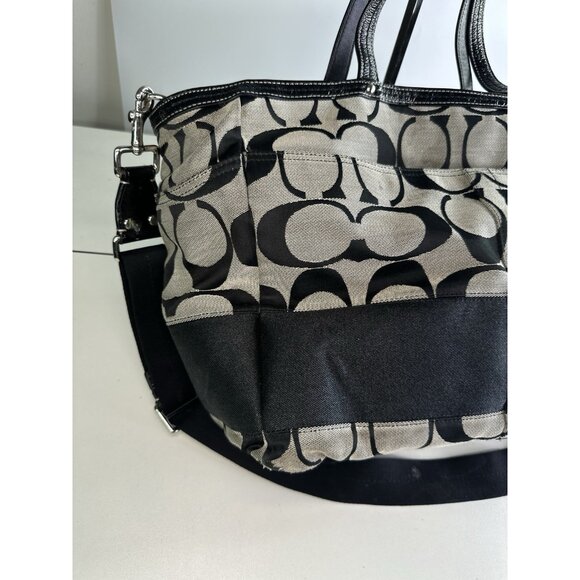 DAMAGED/ WORN COACH XL Tote / Diaper Bag /Signature C'S/ F13803/ Black - Picture 3 of 11